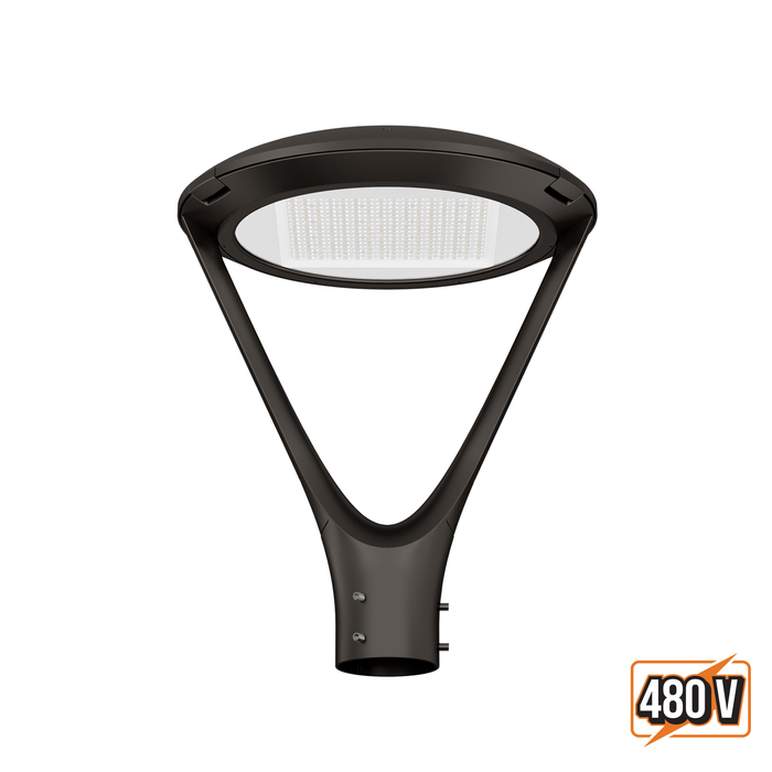 125W Bronze Post Top Light 480V, Adjustable Lumen, Adjustable color temperature